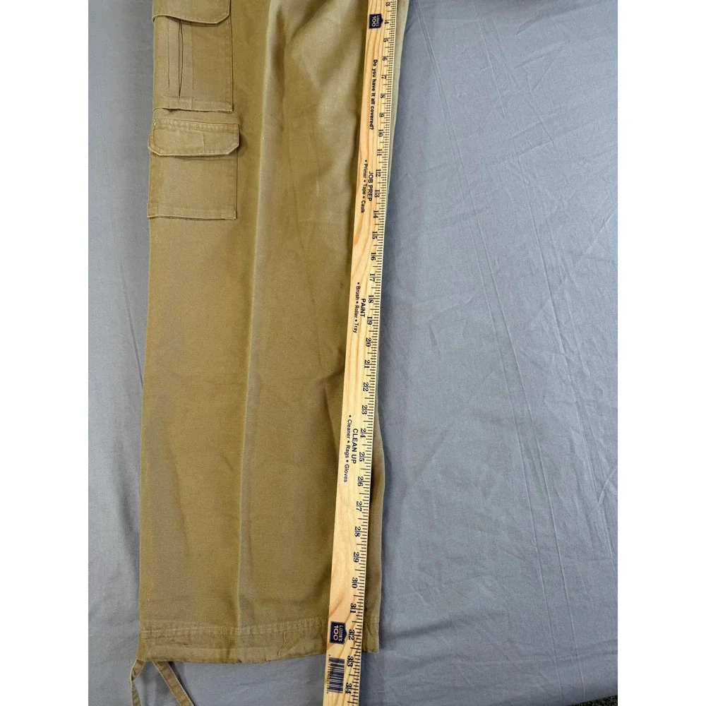 PJ Mark Cargo Pants Mens 38 Khaki‎ Multi Pocket Tie Ankles Outdoor Workwear Y2K